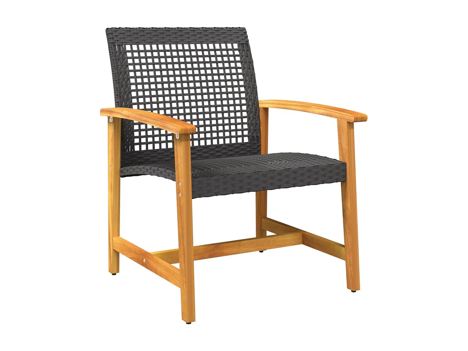 Lot de 2 Chaises de jardin noir résine tressée et bois d’acacia FR11225