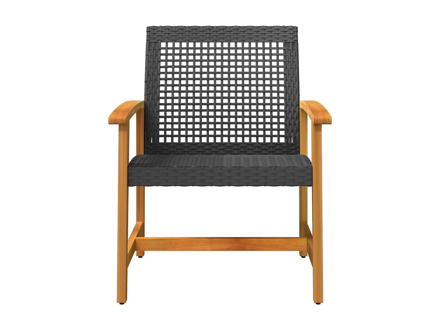 Lot de 2 Chaises de jardin noir résine tressée et bois d’acacia FR11225