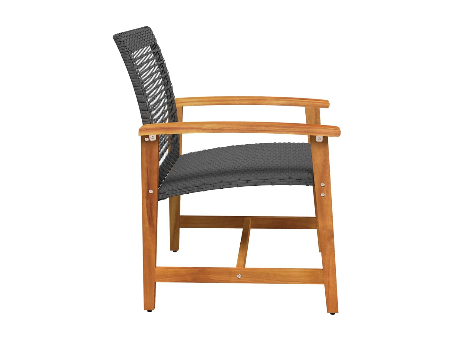 Lot de 2 Chaises de jardin noir résine tressée et bois d’acacia FR11225