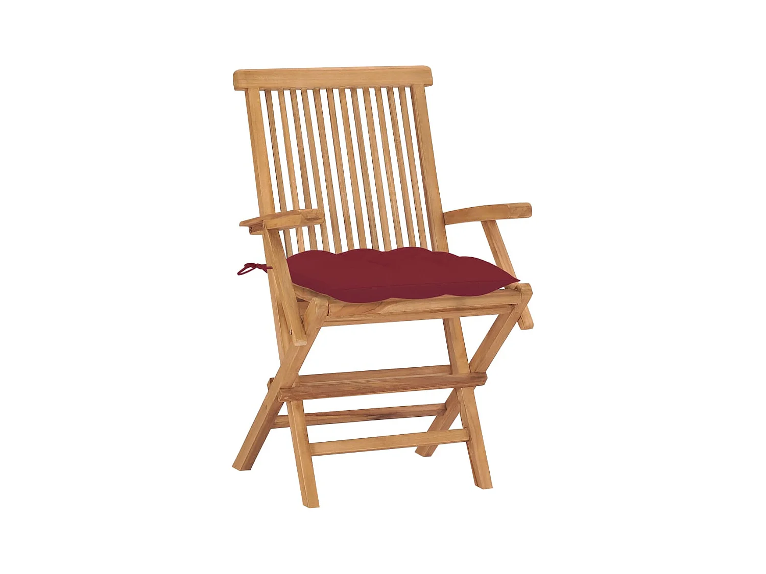 Tuinstoelen 2 st met wijnrode kussens massief teakhout BE934048