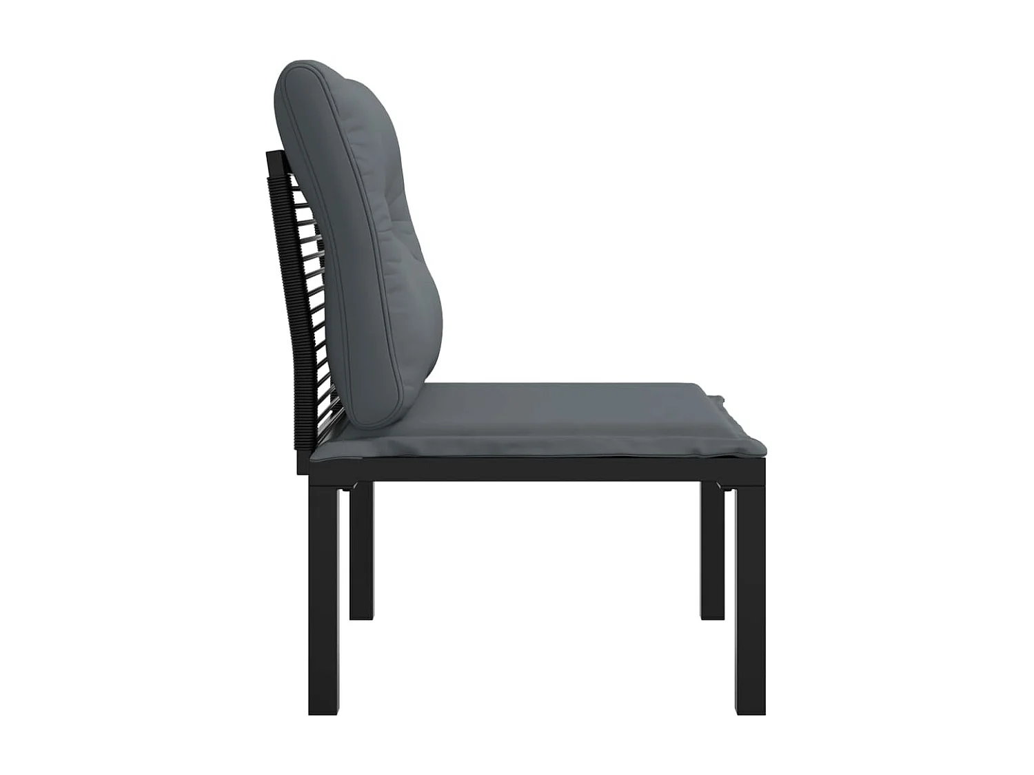 Chaise de jardin avec coussins noir/gris résine tressée FR97491