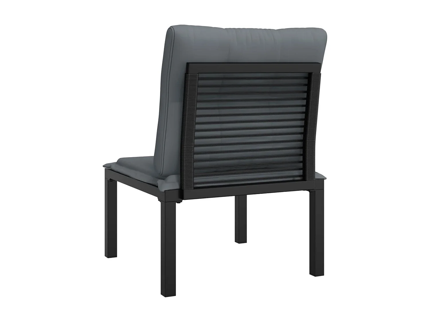 Chaise de jardin avec coussins noir/gris résine tressée FR97491