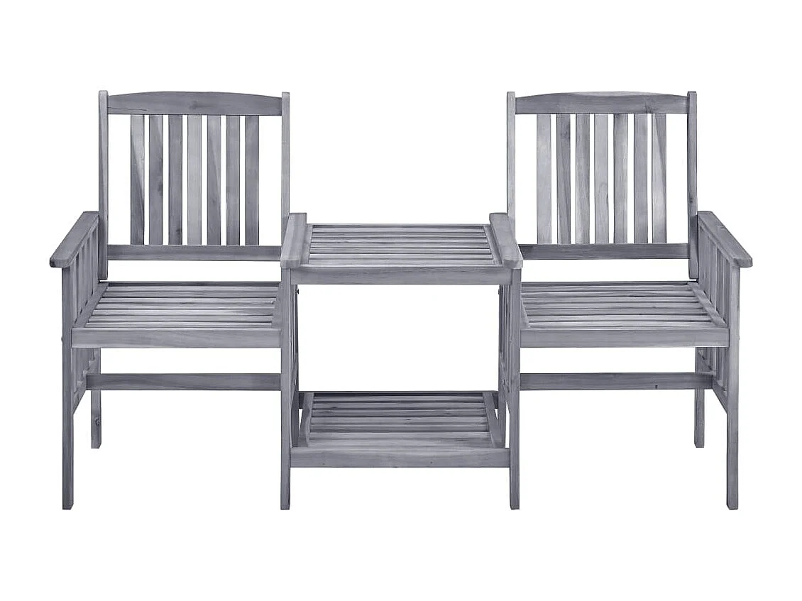 Chaises de jardin avec table à thé et coussins Acacia solide FR34904