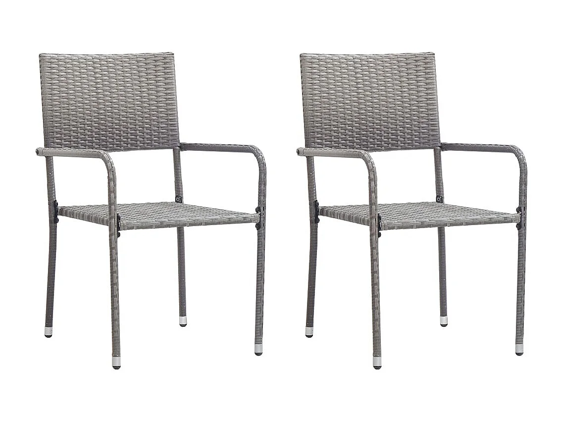 Lot de 2 Chaise à dîner de jardin empilable gris résine tressée FR426287