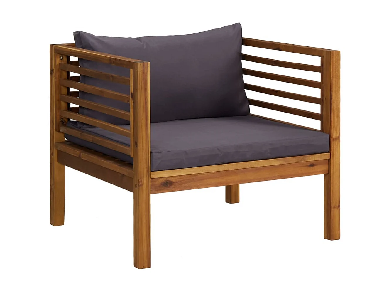 Chaise de jardin avec coussins gris foncé Bois d'acacia massif FR678187