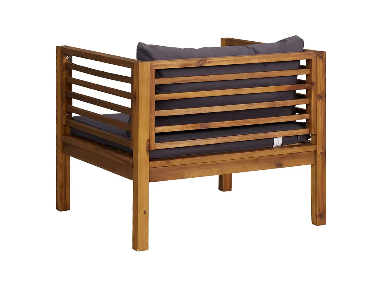 Chaise de jardin avec coussins gris foncé Bois d'acacia massif FR678187