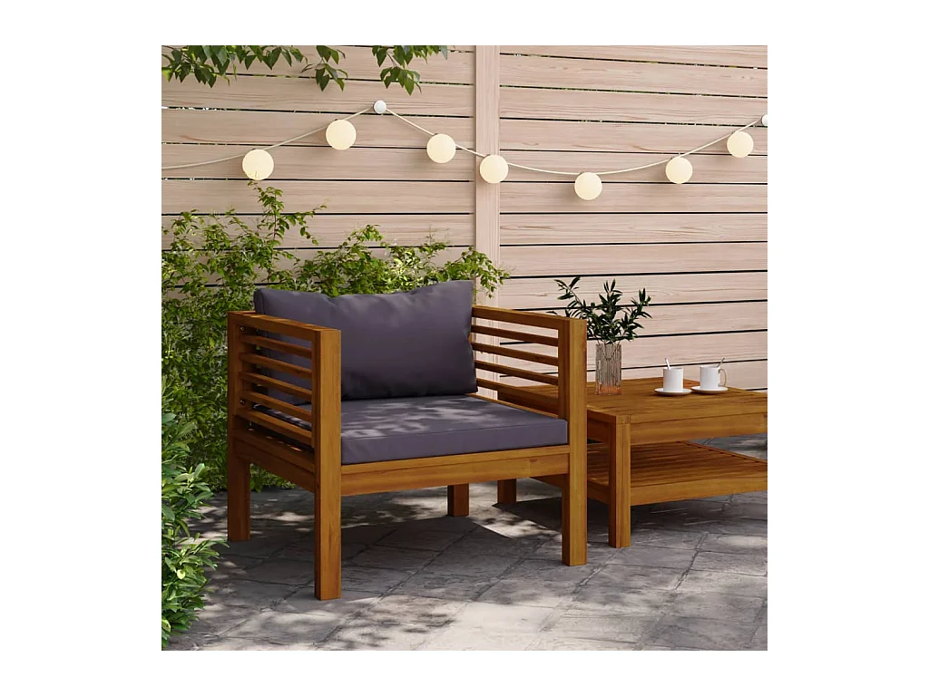 Chaise de jardin avec coussins gris foncé Bois d'acacia massif FR678187
