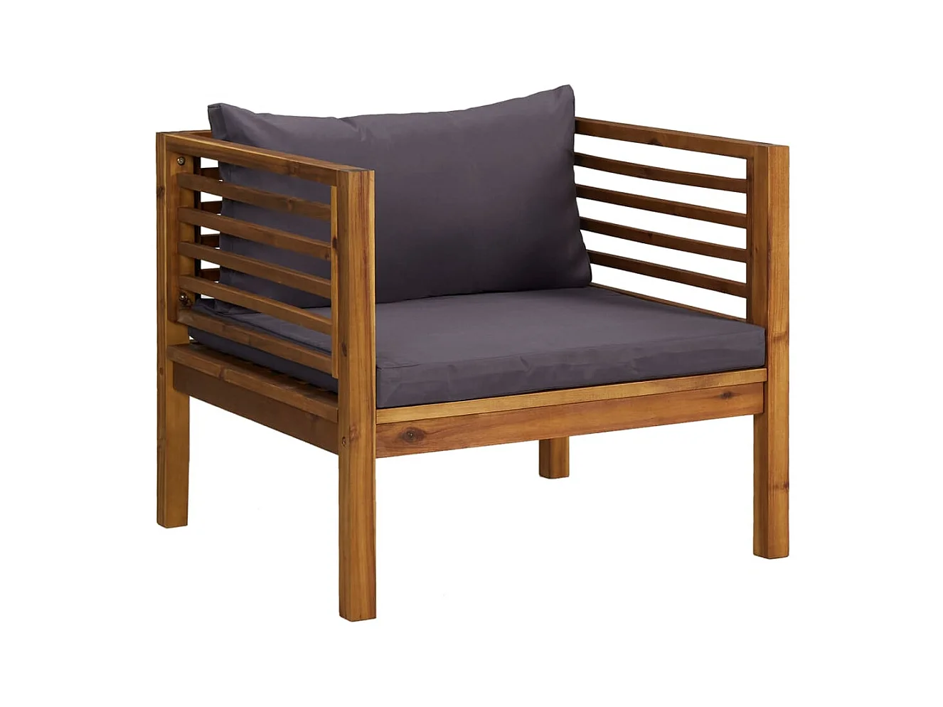 Chaise de jardin avec coussins gris foncé Bois d'acacia massif FR678187