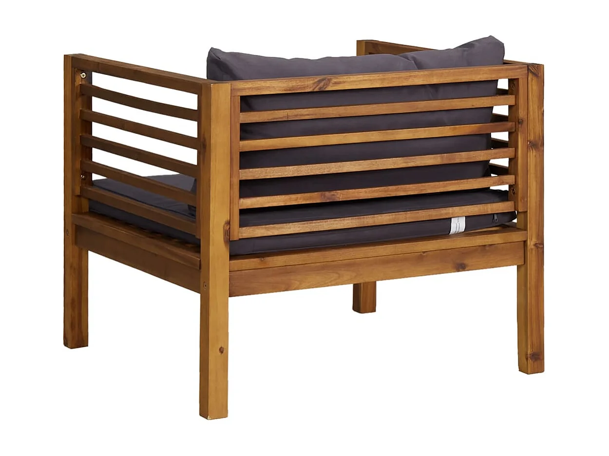 Tuinstoel met donkergrijze kussens massief acaciahout BE919924