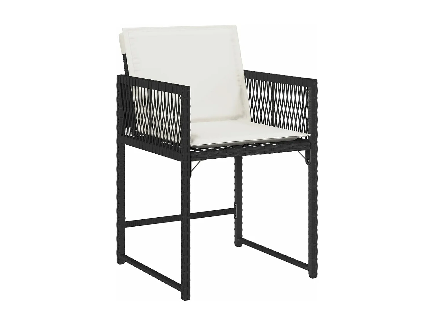 Lot de 4 Chaises de jardin avec coussins noir résine tressée FR252271