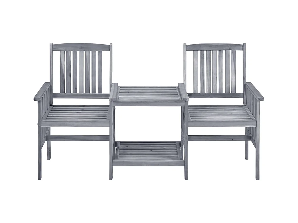 Chaises de jardin avec table à thé et coussins Acacia solide FR55801