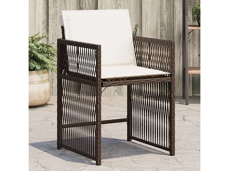 Lot de 4 Chaises de jardin avec coussins marron résine tressée FR378611