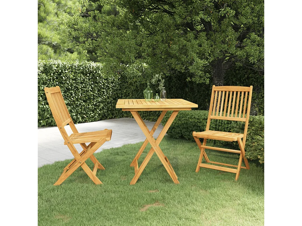 Comedor de jardín plegable 3 piezas madera maciza de acacia ES366759