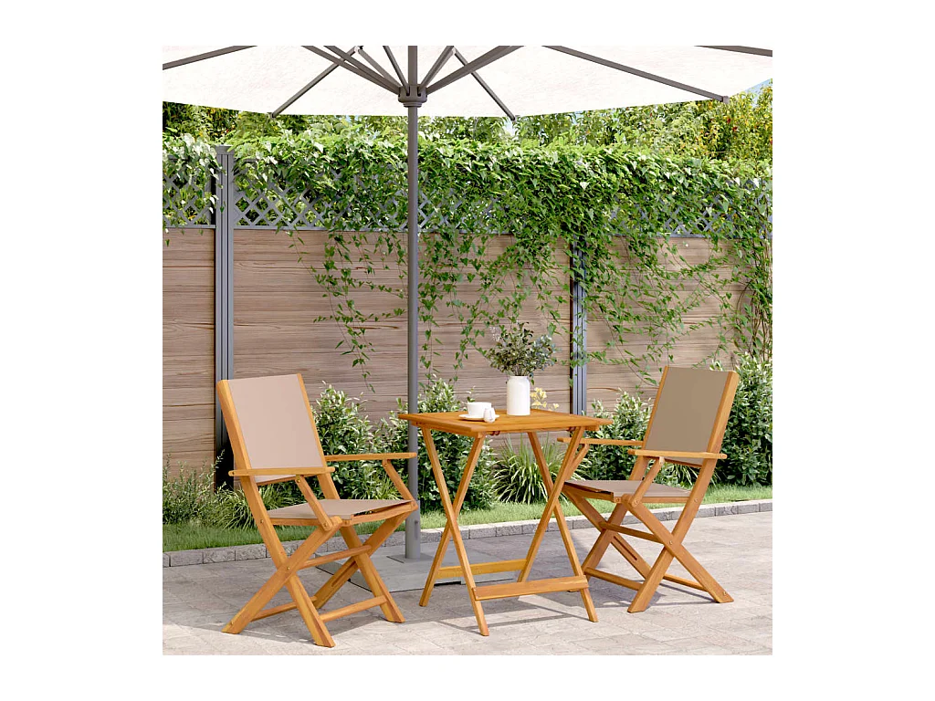 Ensemble de bistro 3 pcs taupe tissu et bois massif FR77167