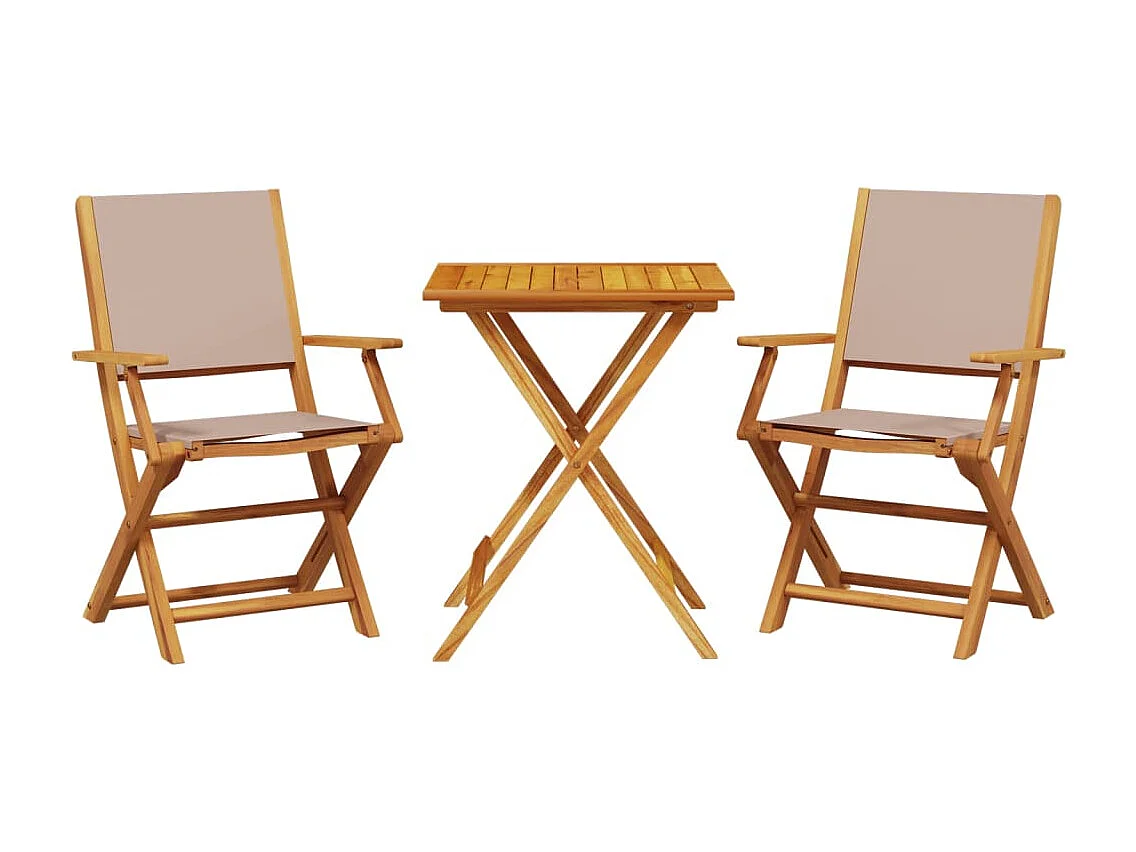 Ensemble de bistro 3 pcs taupe tissu et bois massif FR77167