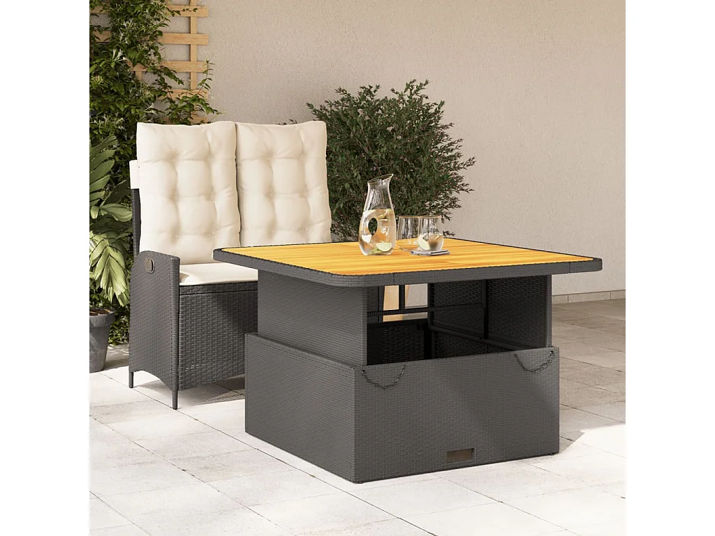 2-delige Tuinset met kussens poly rattan zwart BE942626