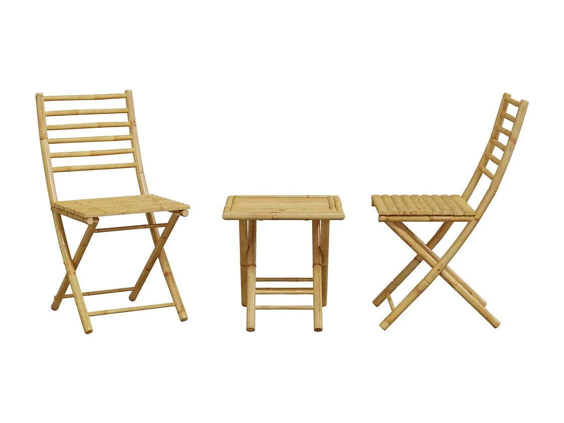 Juego de mesa y sillas de jardín 3 piezas bambú ES737243