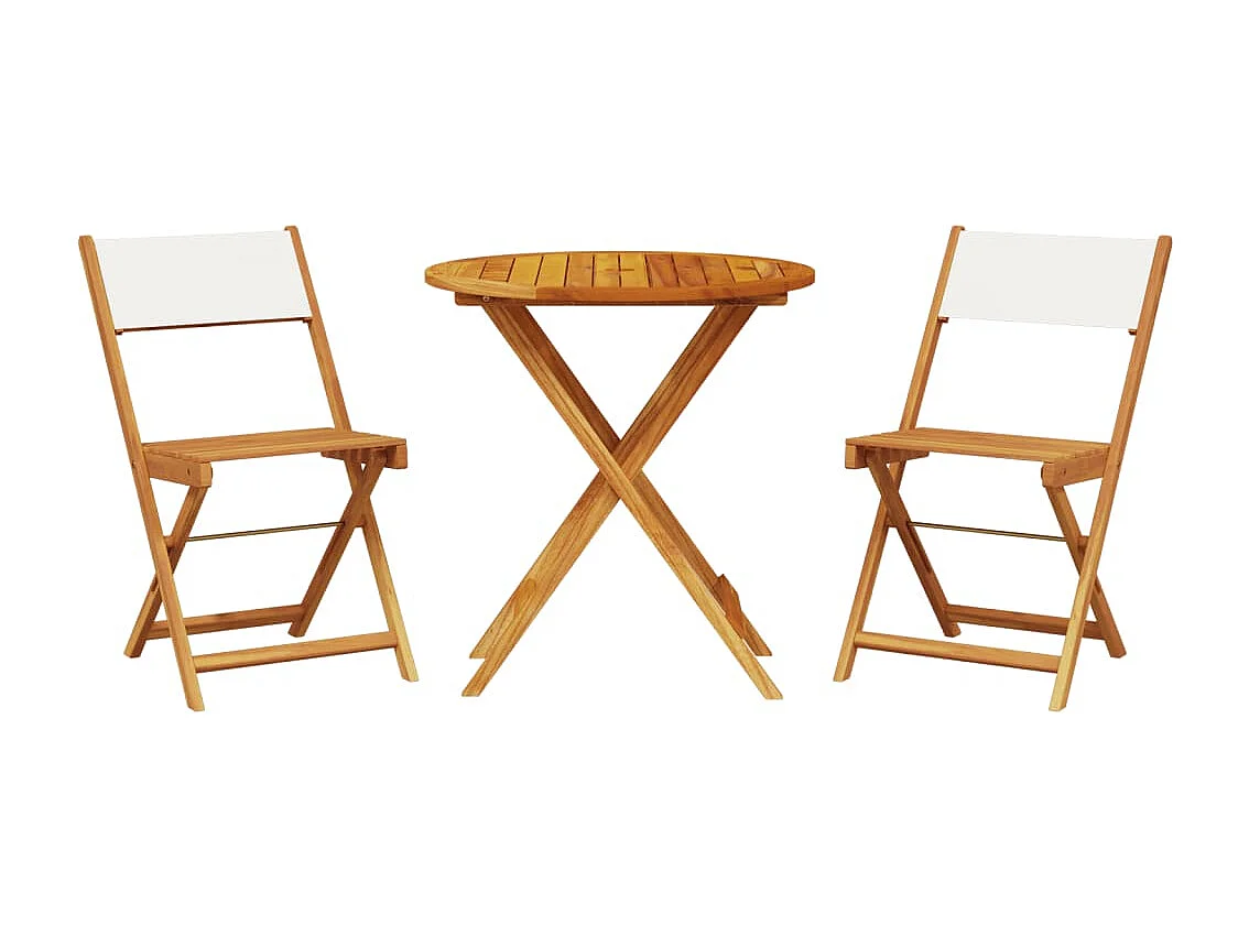 3 pcs conjunto de bistrô tecido e madeira maciça branco nata PT871880