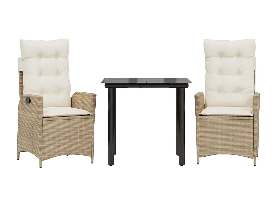 3-delige Tuinset met kussens poly rattan beige BE697787