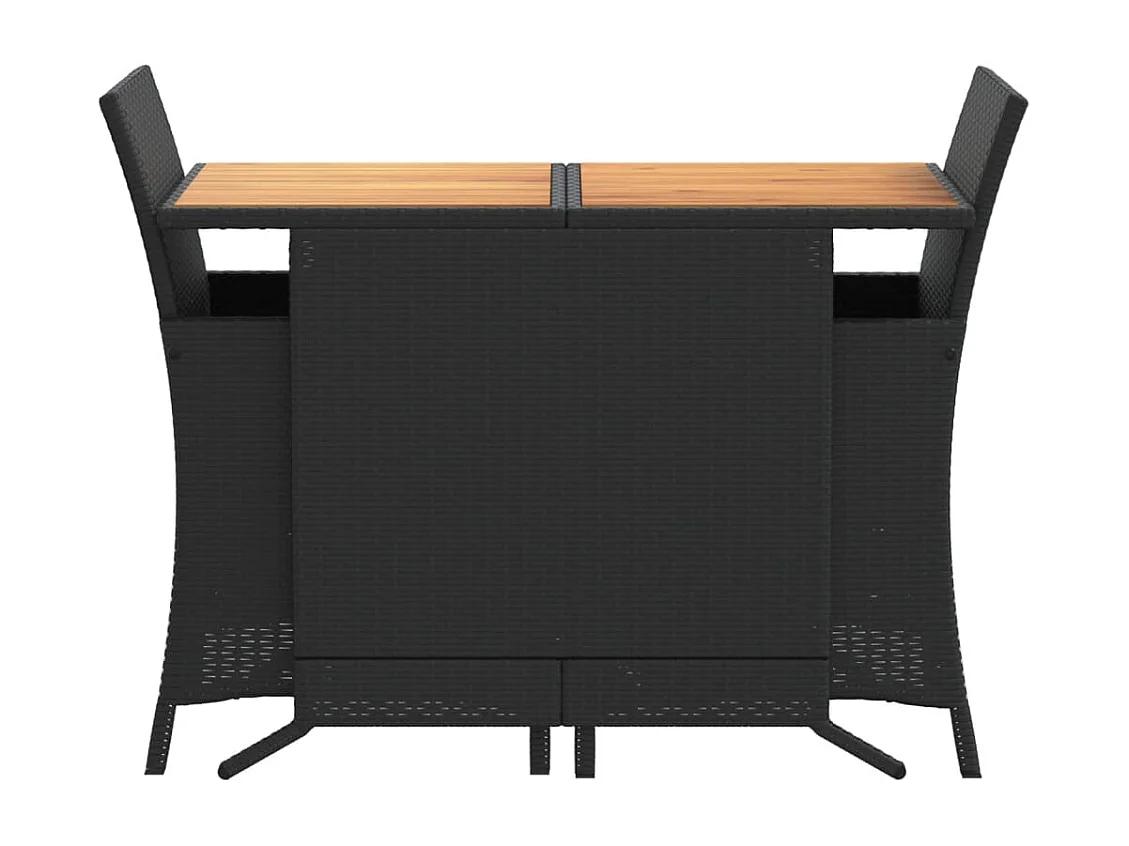 Ensemble de bistro 3 pcs avec coussins noir résine tressée FR99884