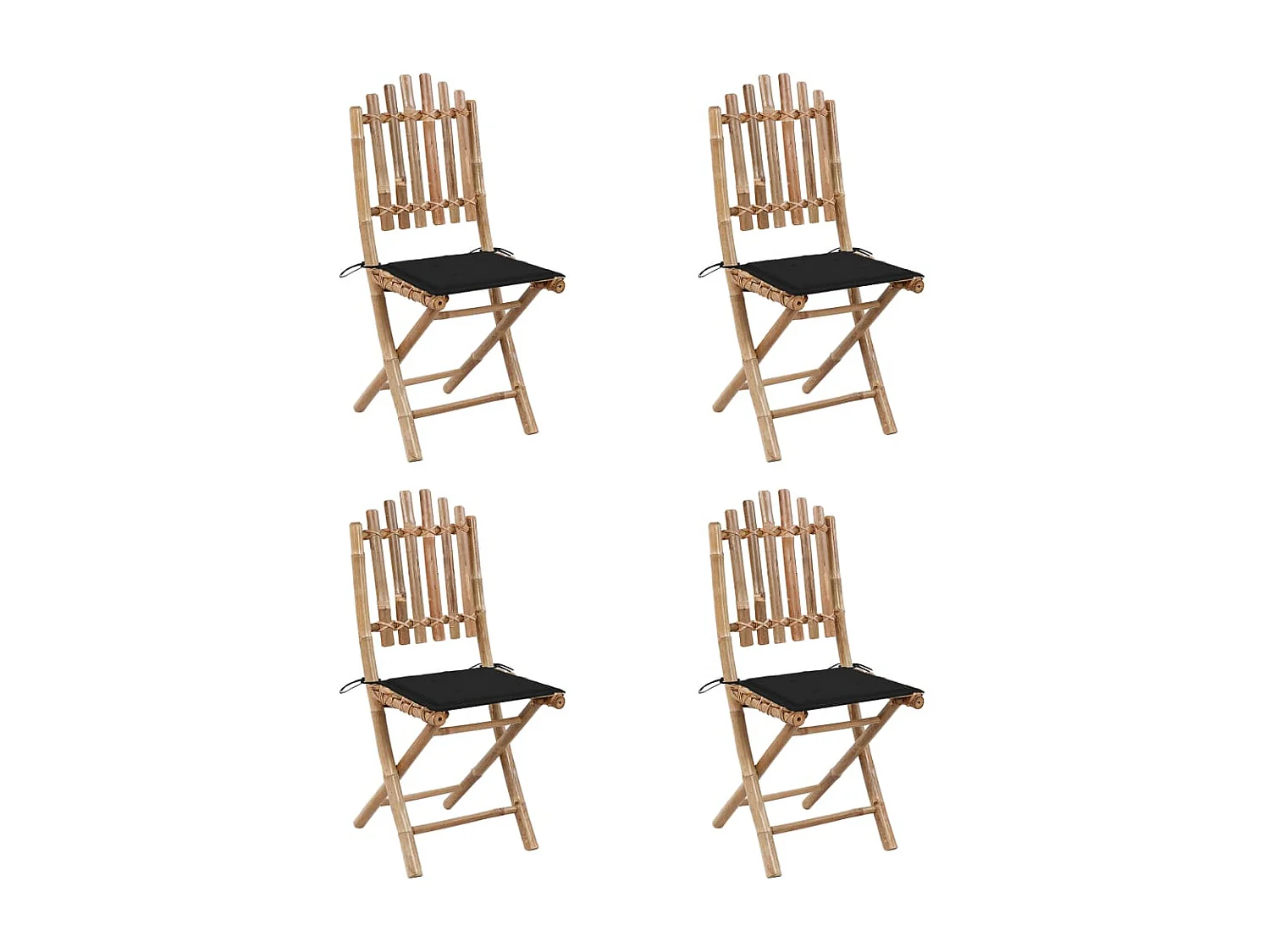Ensemble à manger de jardin pliable 5 pcs avec coussins Bambou FR98361