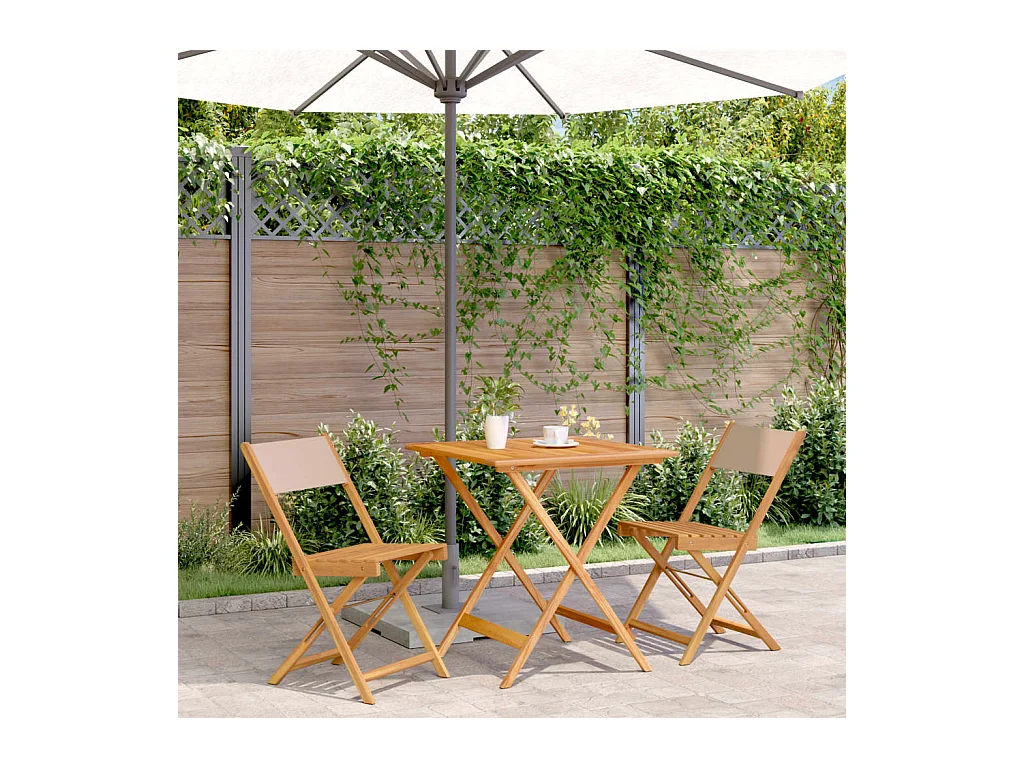 Ensemble de bistro 3 pcs taupe tissu et bois massif FR38876