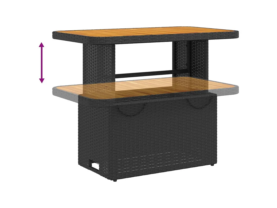 Ensemble à manger de jardin coussins 2pcs noir résine tressée FR65584