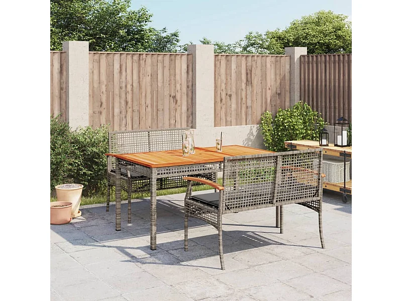 Ensemble à manger de jardin 3 pcs coussins gris résine tressée FR90322