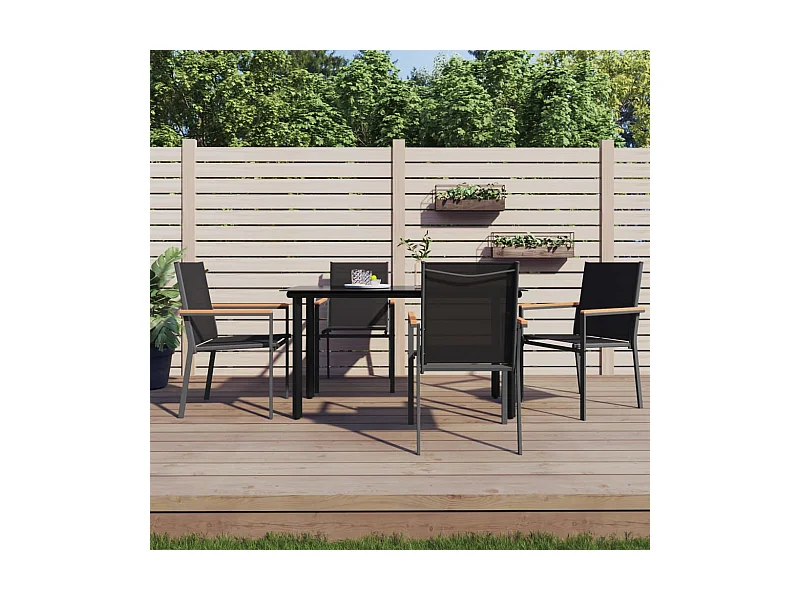 Ensemble à manger de jardin 5 pcs noir textilène et acier FR33179
