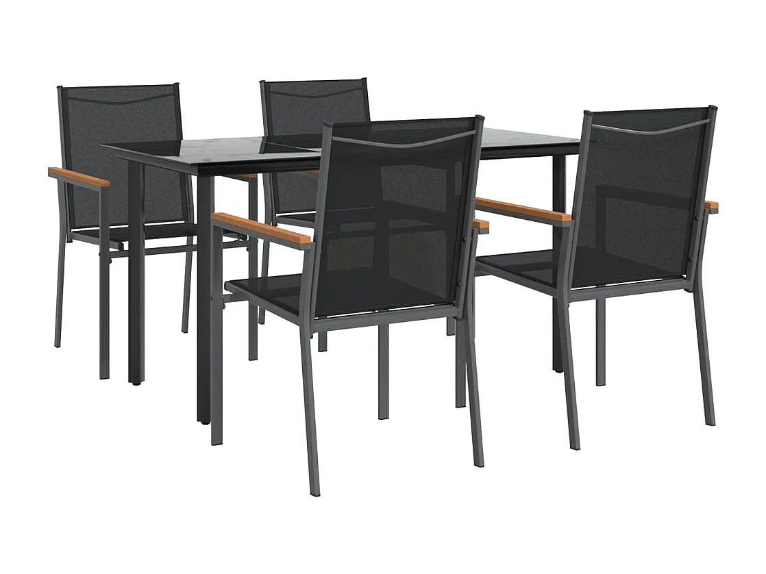 Ensemble à manger de jardin 5 pcs noir textilène et acier FR33179