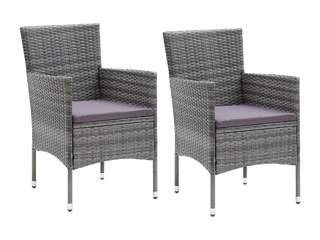Ensemble à manger de jardin et coussins 3pcs Résine tressée Gris FR41766