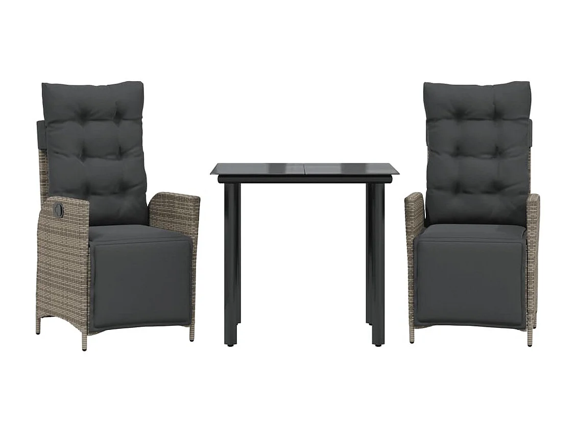 Ensemble à manger de jardin 3 pcs coussins gris résine tressée FR41057