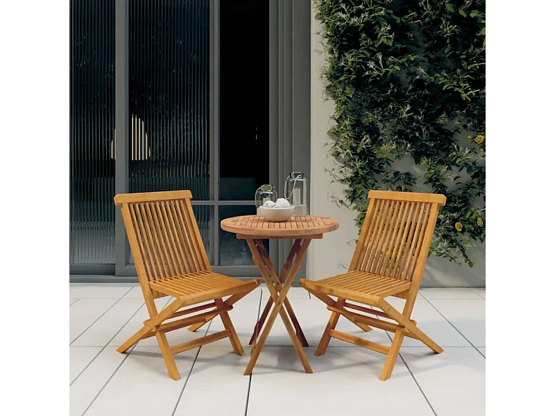 Ensemble à manger de jardin 3 pcs Bois de teck massif FR35986