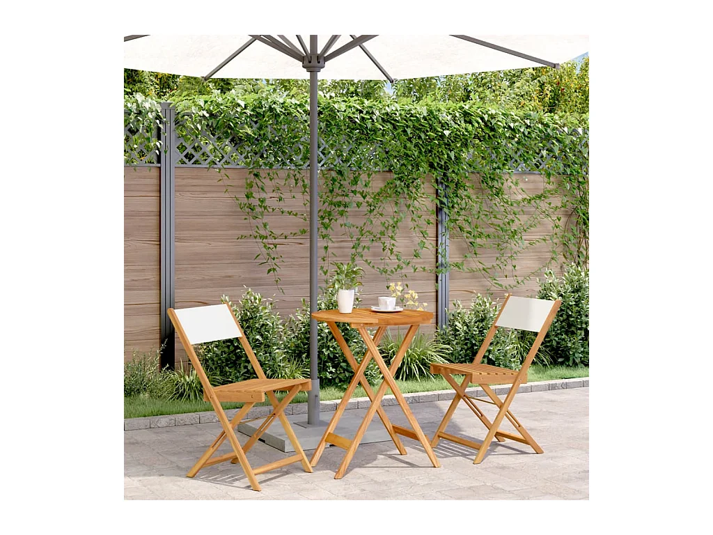 Juego de bistro de 3 piezas tela y madera maciza blanco crema ES486544