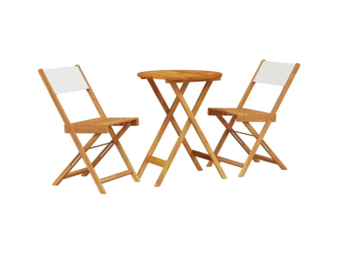 Juego de bistro de 3 piezas tela y madera maciza blanco crema ES486544