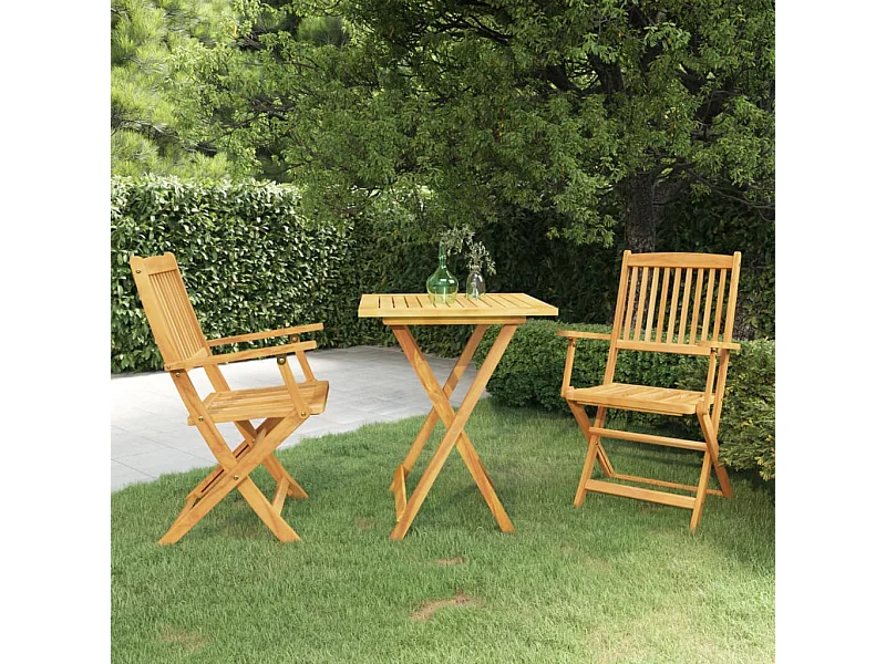 Ensemble à manger de jardin pliable 3 pcs Bois d'acacia solide FR96488