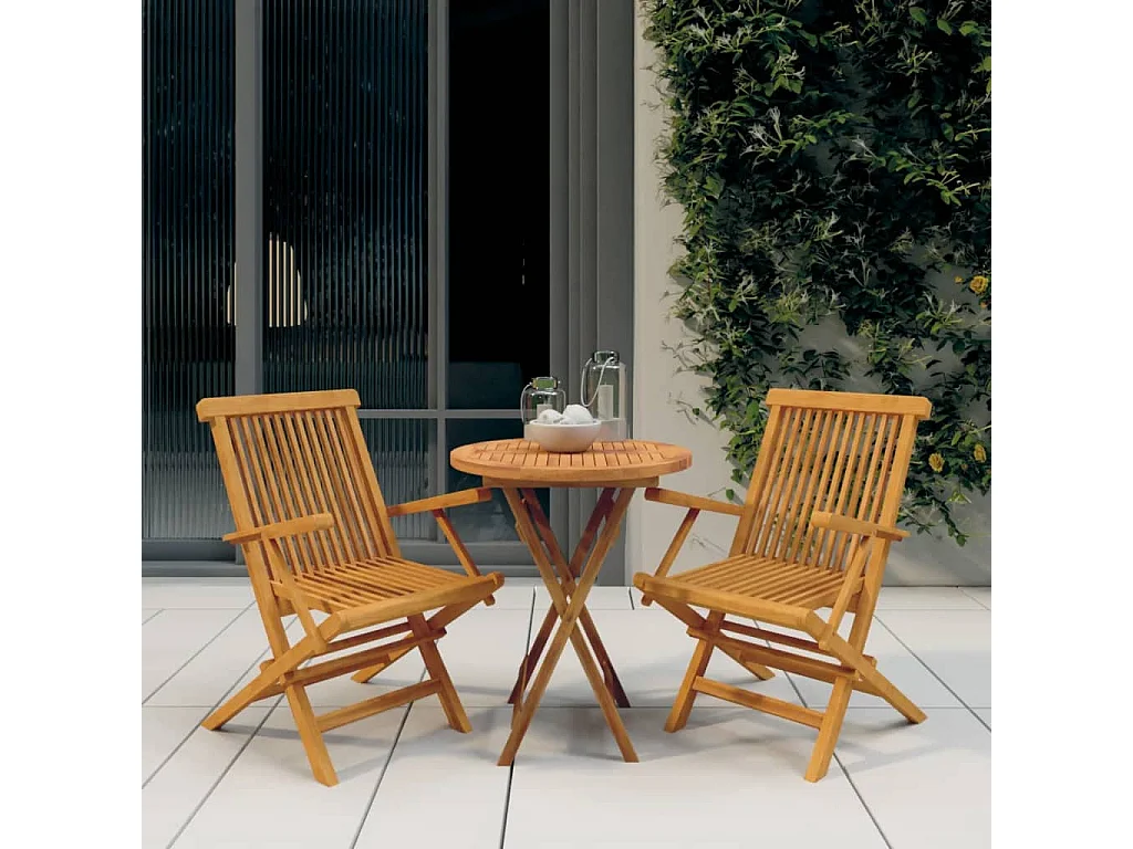 Ensemble à manger de jardin 3 pcs Bois de teck massif FR71599