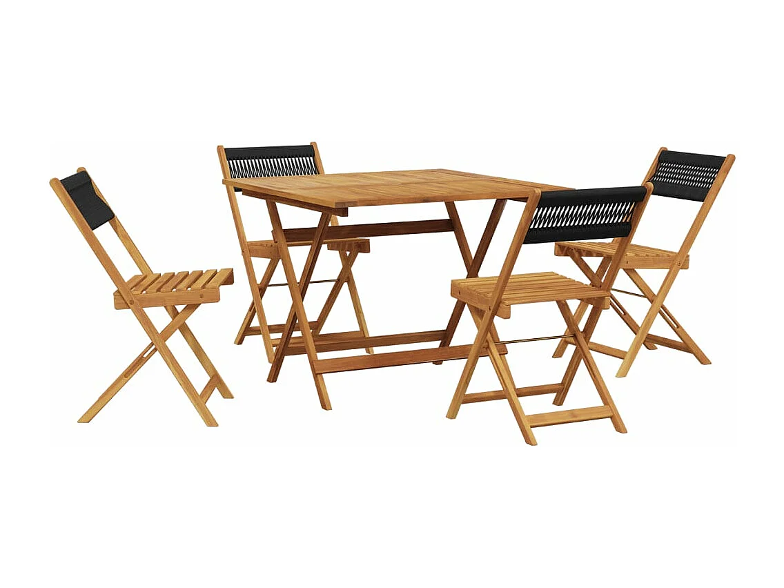 Set de comedor jardín 5 pzas polipropileno madera maciza negro ES731103