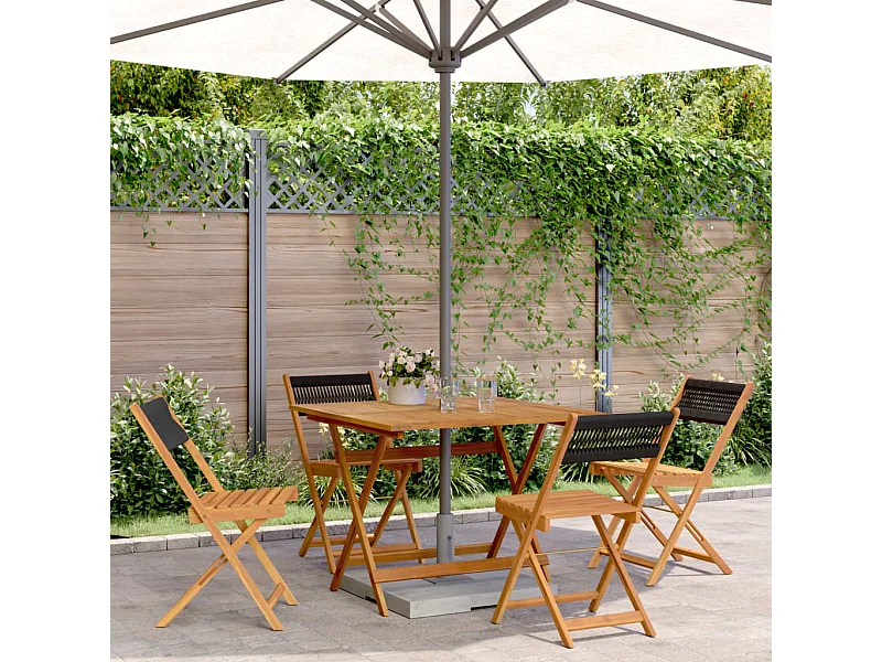 Set de comedor jardín 5 pzas polipropileno madera maciza negro ES731103