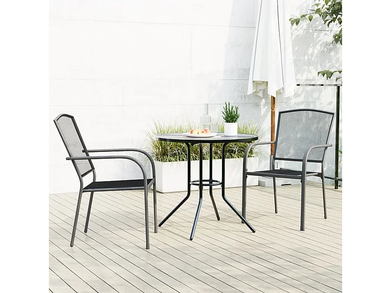 Ensemble de chaises de jardin empilables 3 pcs anthracite FR41572