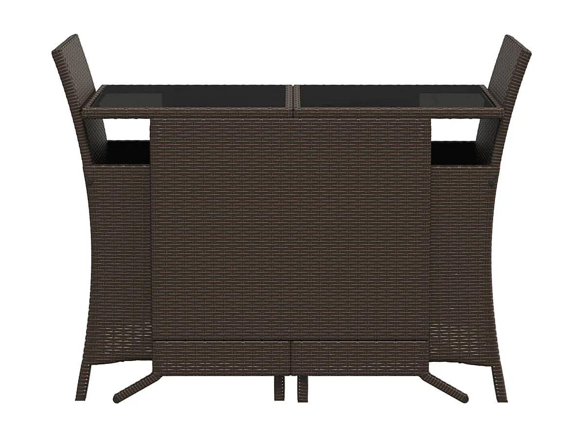 3 pcs conjunto bistrô com almofadões vime PE castanho PT501945