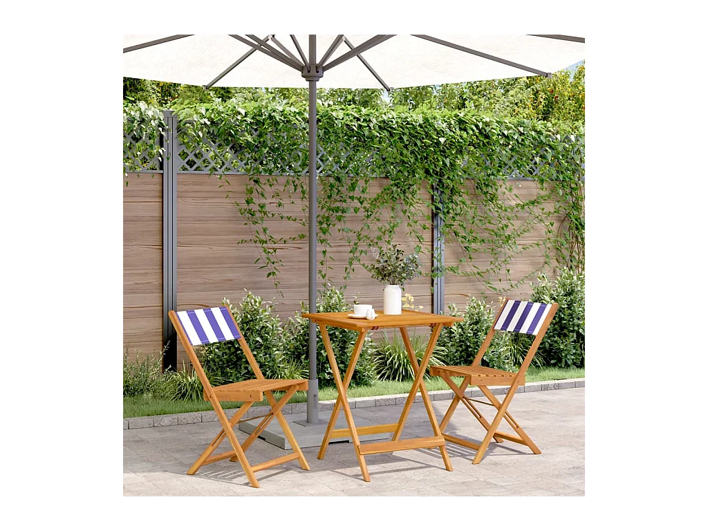 Juego de bistro de 3 piezas tela y madera maciza azul y blanco ES467753