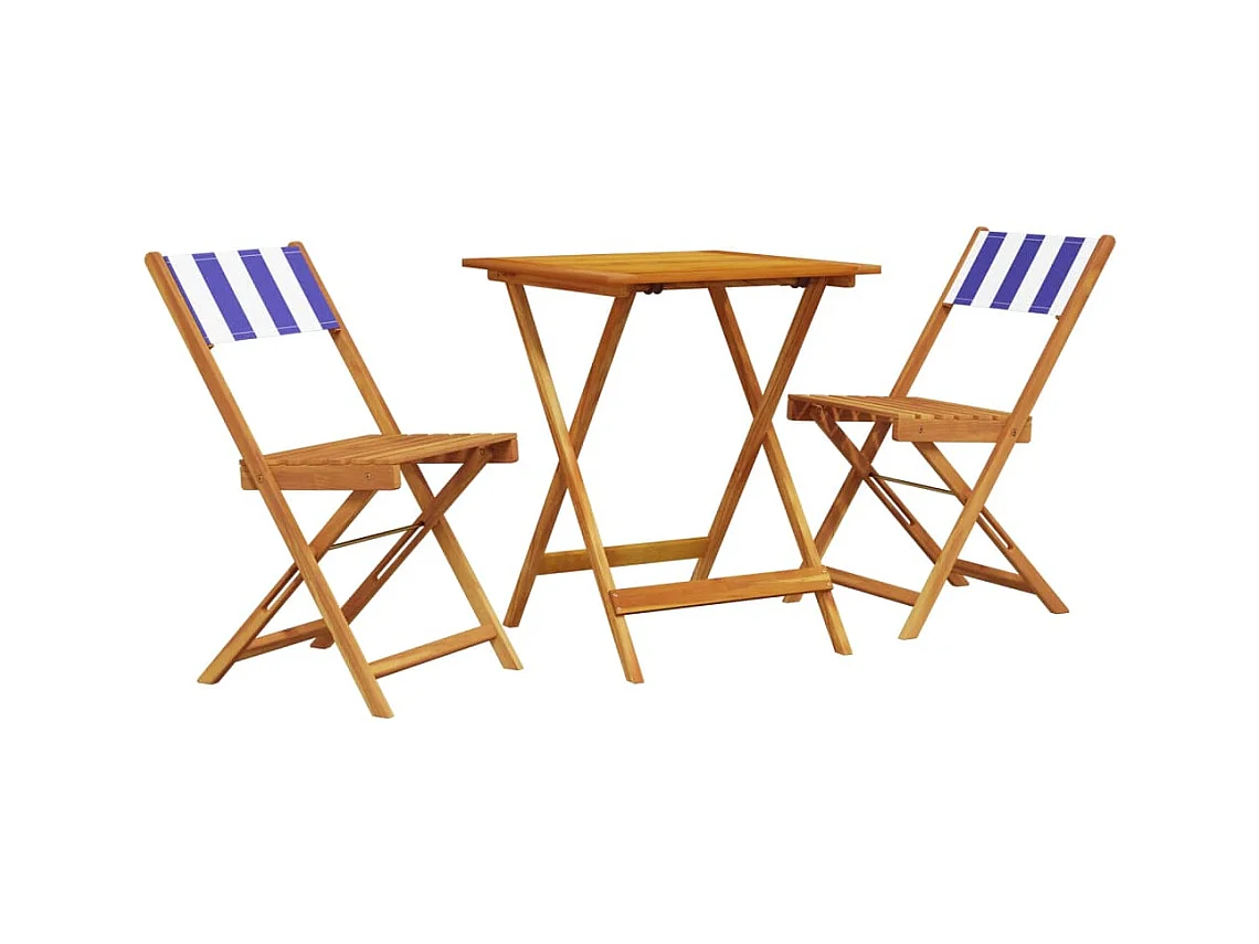 Juego de bistro de 3 piezas tela y madera maciza azul y blanco ES467753