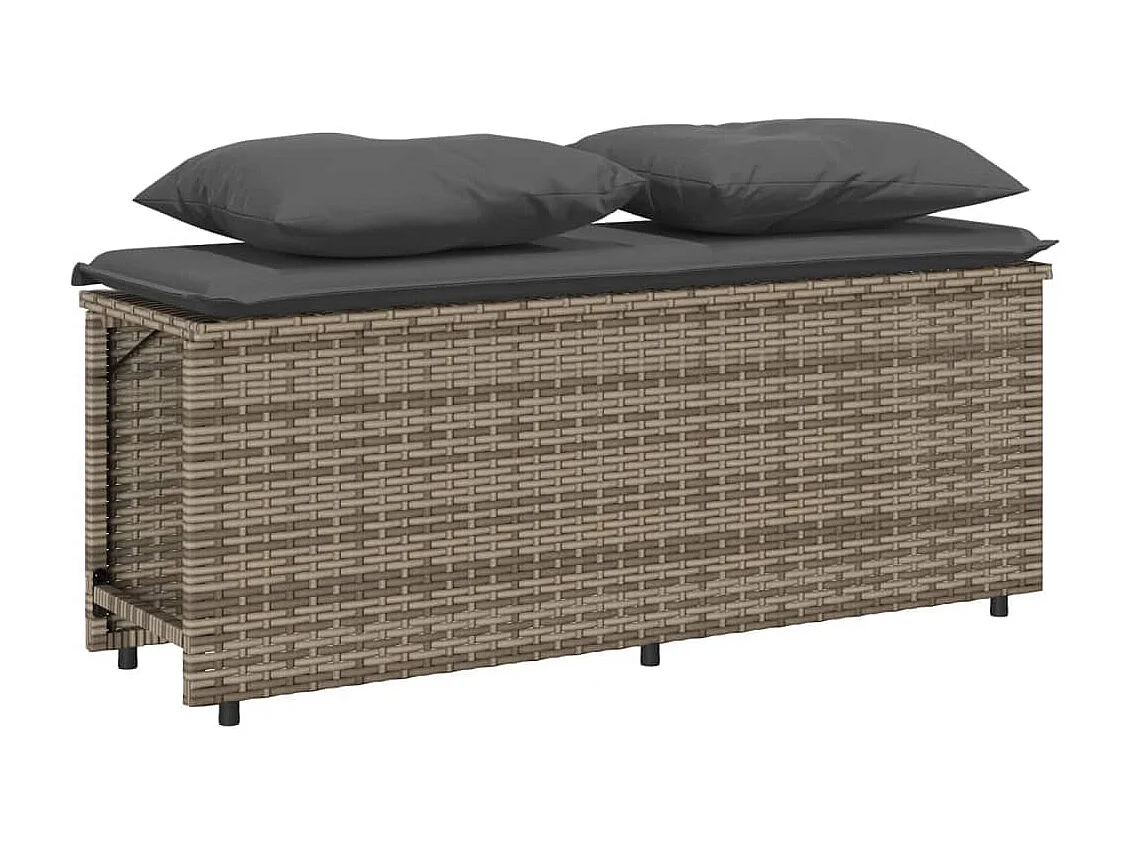 3 pcs conjunto de jantar p/ jardim c/ almofadões vime PE cinza PT847930