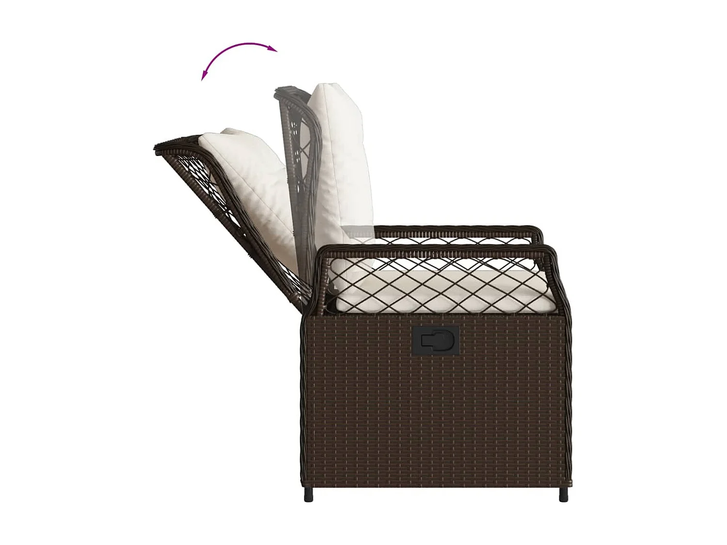 Ensemble à manger de jardin 3 pcs et coussins marron poly rotin FR86201