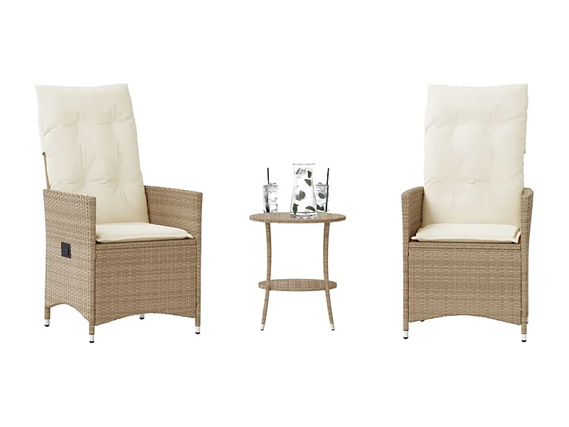 Ensemble de bistro 3 pcs avec coussins beige résine tressée FR51913