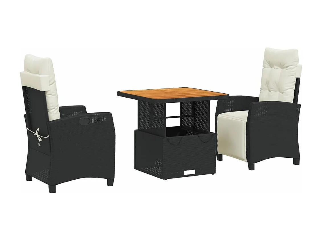 Ensemble à manger de jardin avec coussins 3 pcs Noir FR68421