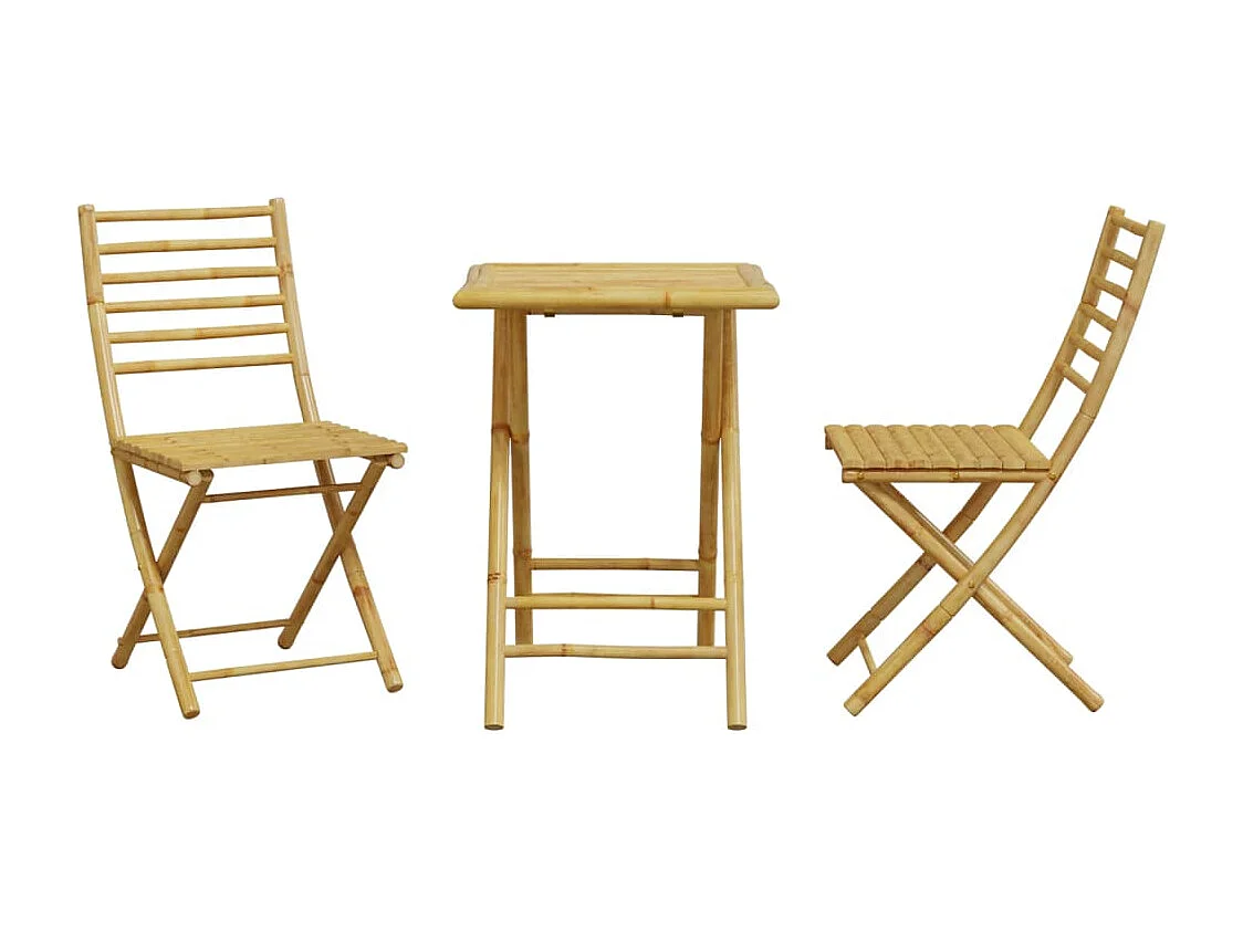 Juego de mesa y sillas de jardín 3 piezas bambú ES121917