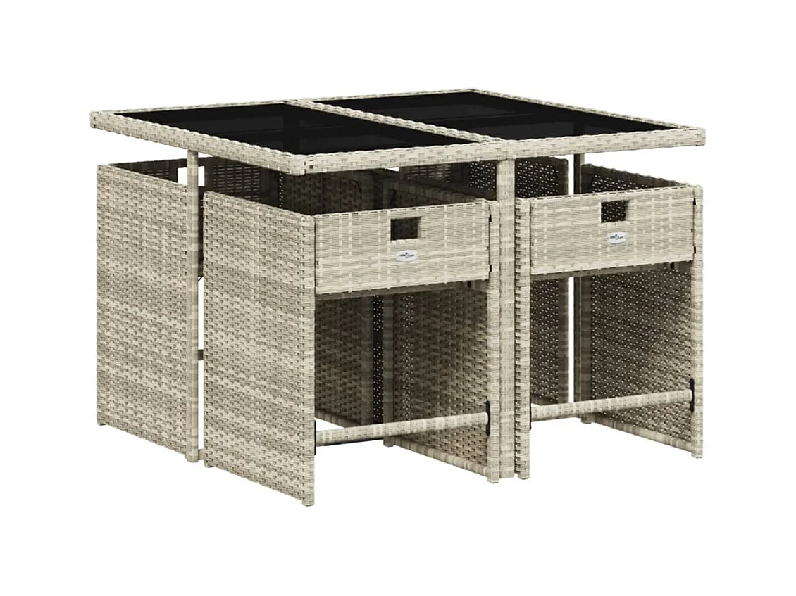 Ensemble à manger de jardin et coussins 5 pcs gris clair rotin FR67882