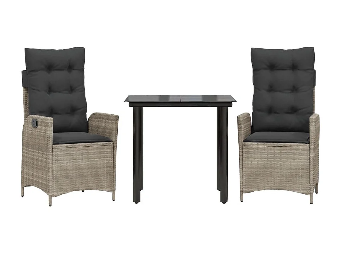 3 pcs conjunto de jantar p/ jardim c/ almofadões cinzento claro PT458833